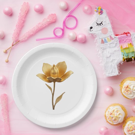 Golden Flower Pappteller (Party)