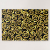 Golden Flowers on Black Background Puzzle (Horizontal)