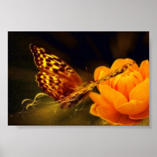 Golden Flying Butterfly Poster (Vorne)