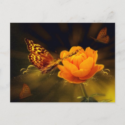 Golden Flying Butterfly Postkarte (Vorderseite)