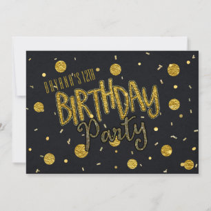 Golden Foil & Black Glam BIRTHDAY PARTY Einladunge Einladung