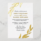 Golden Foil Blätter Goldleaf Hochzeit Folieneinladung (Vorderseite)