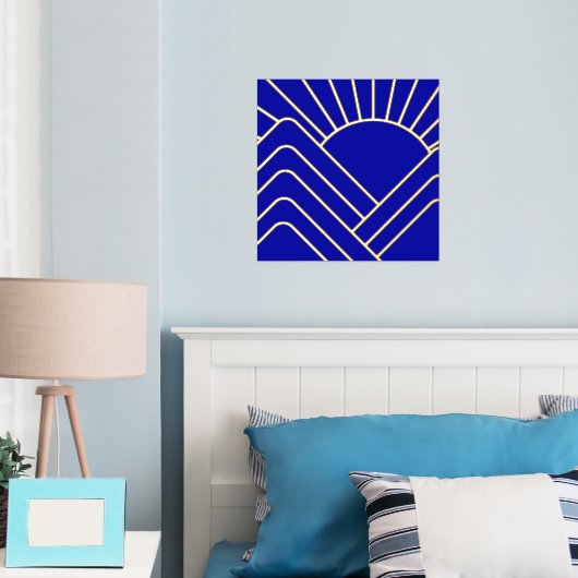 Golden Foil Blauer Déco Abstrakte Landschaft Foliendrucke (In Situ (Schlafzimmer))