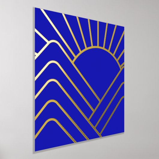 Golden Foil Blauer Déco Abstrakte Landschaft Foliendrucke (Ablage )