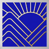 Golden Foil Blauer Déco Abstrakte Landschaft Foliendrucke (Vorderseite)