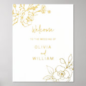 Golden Foil Bloral Wedding Zeremonie Willkommensze Foliendrucke (Vorderseite)