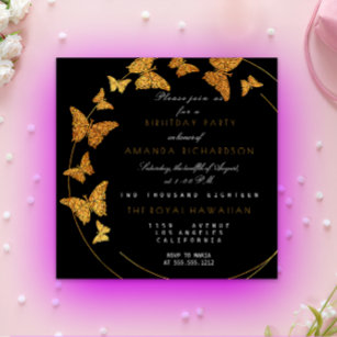 Golden Foil Butterfly Glam Vip Geburtstagsparty Einladung