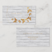 Golden Foil Butterfly White Wood Circles Vip Visitenkarte (Vorne/Hinten)