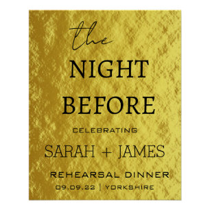 Golden Foil Elegantes Probe Dinner Hochzeit Poster