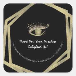 Golden Foil Geometric Lash Beauty Salon Business Quadratischer Aufkleber