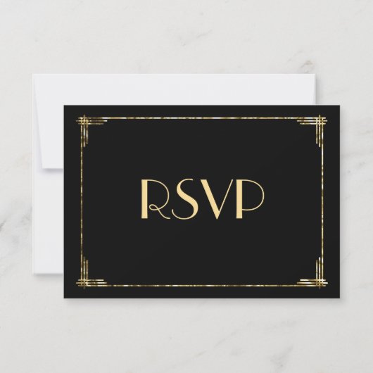 Golden Foil Great Gatsby Art Deco Hochzeit RSVP Ca (Rückseite)