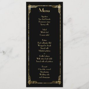 Golden Foil Great Gatsby Art Deco Hochzeitsmenü Sc Menükarte