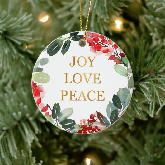 Golden Foil Joy Liebe Keramik Locarno Ornament (Baum)