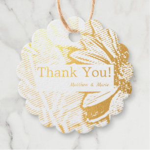 Golden Foil Schöne Sonnenblume Vielen Dank Geschenkanhänger