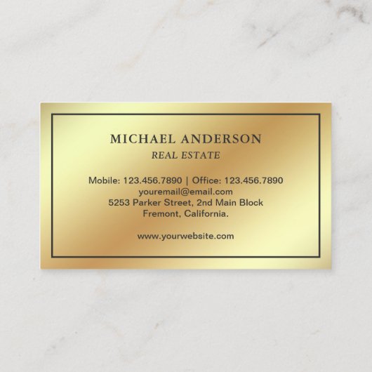 Golden Foil Vintage Antiquitätensprache Anwesen Visitenkarte (Rückseite)