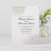 Golden Foil Vintage Spitze Elegante Hochzeit Einla Einladung (Stehend Vorderseite)
