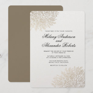 Golden Foil Vintage Spitze Elegante Hochzeit Einla Einladung