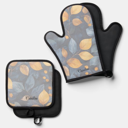 Golden Foliage Träume Herbst Schönheit der Natur Ofenhandschuh & Topflappen-Set (Vorderseite/Rückseite)