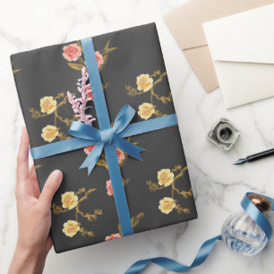 Golden Foliage und Blume Buds Geschenkpapier