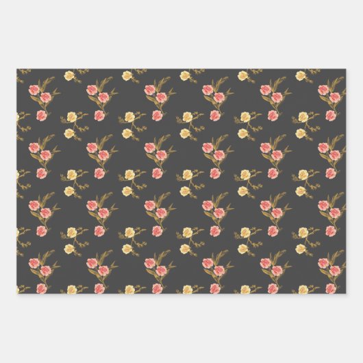 Golden Foliage und Blume Buds Geschenkpapier Set (Vorderseite)