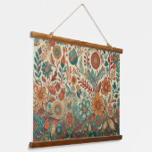 Golden Folk Art Tapestry Wand hängt Wandteppich Mit Holzrahmen (Gewinkelt)