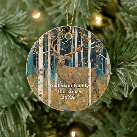Golden Forest Deer Keramik Ornament (Baum)