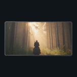 Golden Forest Rider Desk Mat Schreibtischunterlage<br><div class="desc">A cinematic desk mat featuring a lone rider traveling through a misty forest illuminated by warm golden sunlight. This atmospheric nature design adds adventure,  depth,  and calm woodland energy to any workspace.</div>