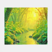 Golden Forest Stream Peaceful Art Fleecedecke (Vorderseite (Horizontal))