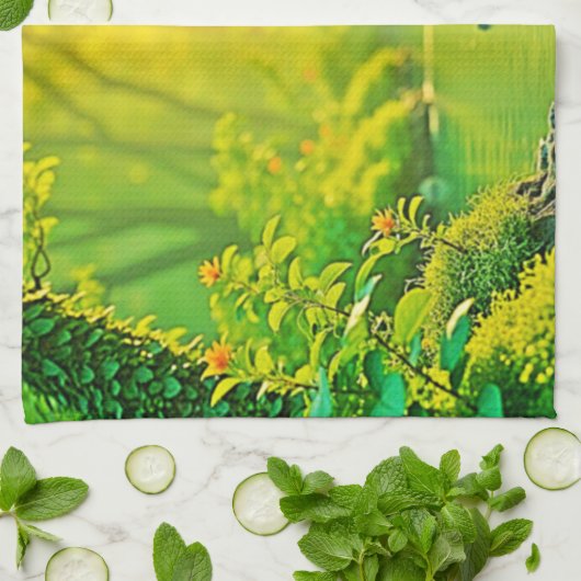 Golden Forest Stream Peaceful Art Geschirrtuch (Gefaltet)