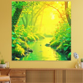 Golden Forest Stream Peaceful Art Leinwanddruck (Insitu (Wohnzimmer))