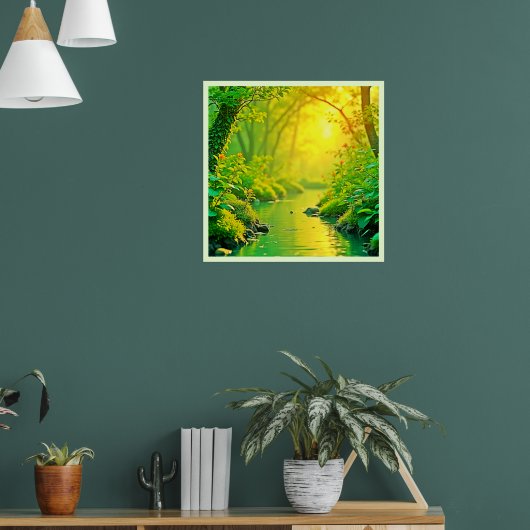 Golden Forest Stream Peaceful Art Poster (Wohnzimmer 1)