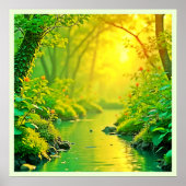 Golden Forest Stream Peaceful Art Poster (Vorne)
