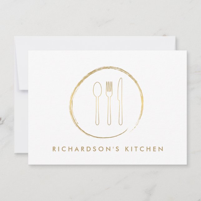 GOLDEN FORK SPOON KNIFE SKETCH LOGO for Catering (Vorderseite)