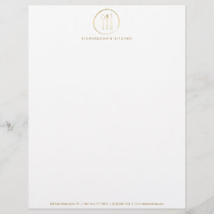 GOLDEN FORK SPOON KNIFE SKETCH LOGO for Catering Briefbogen