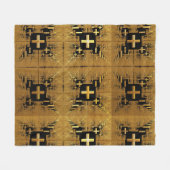 Golden Fraktal Crosses Fleecedecke (Vorderseite (Horizontal))