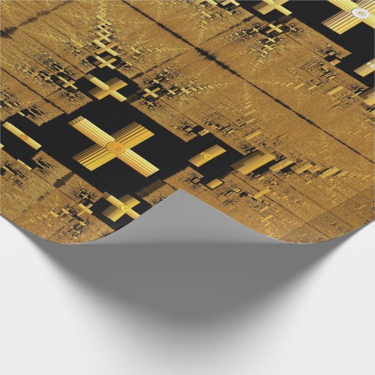 Golden Fraktal Crosses Geschenkpapier (Ecke)