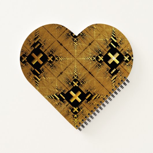 Golden Fraktal Crosses Heart Shape Spiral Notebook Notizblock (Rückseite)