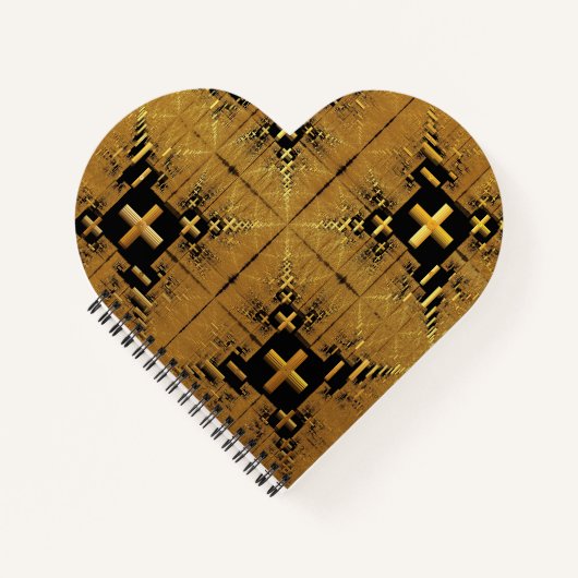 Golden Fraktal Crosses Heart Shape Spiral Notebook Notizblock (Vorderseite)