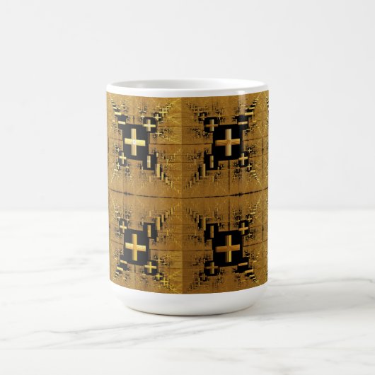 Golden Fraktal Crosses Kaffeetasse (Mittel)