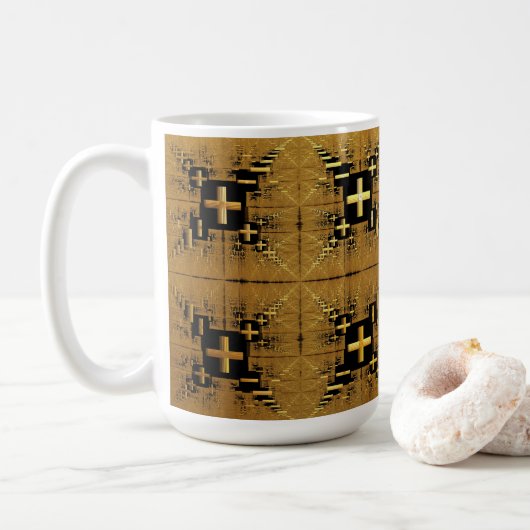 Golden Fraktal Crosses Kaffeetasse (Mit Donut)