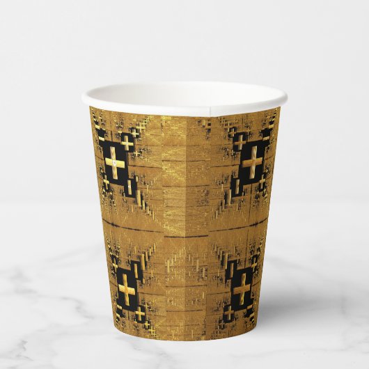 Golden Fraktal Crosses Pappbecher (Rechts)