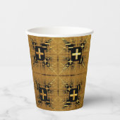 Golden Fraktal Crosses Pappbecher (Vorderseite)