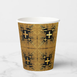 Golden Fraktal Crosses Pappbecher