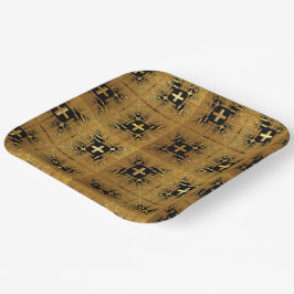 Golden Fraktal Crosses Pappteller