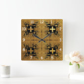 Golden Fraktal Crosses Quadratische Wanduhr (Zuhause)