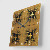Golden Fraktal Crosses Quadratische Wanduhr (Winkel)