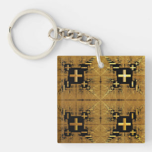 Golden Fraktal Crosses Schlüsselanhänger