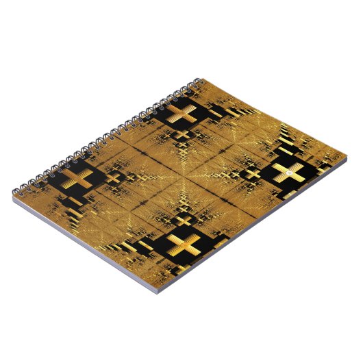 Golden Fraktal Crosses Spiral Notebook Notizblock (Linke Seite)