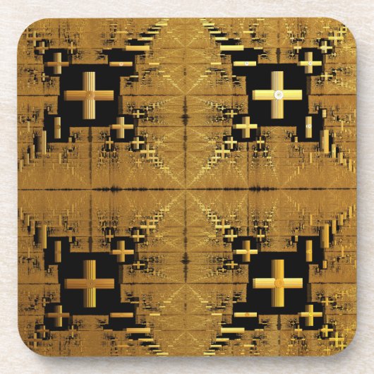 Golden Fraktal Crosses Untersetzer (Vorderseite)