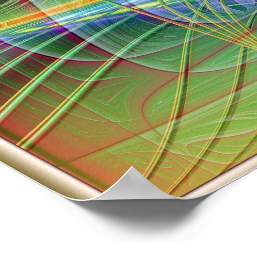 Golden Fraktal Wave Poster (Ecke)